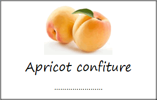 Labels for apricot confiture