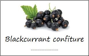 Labels for blackcurrant confiture