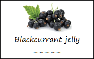 Labels for blackcurrant jelly