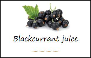 Blackcurrant juice labels