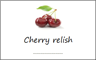 Labels for cherry relish