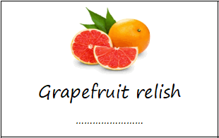 Labels on a grapefruit relish