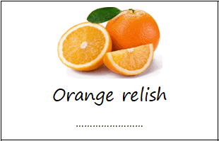 Labels for orange relish