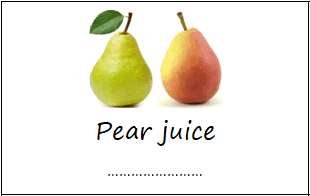 Pear juice labels
