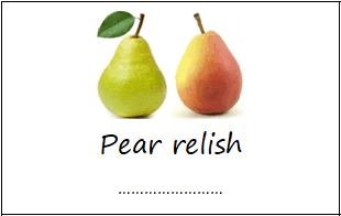 Labels for pear relish