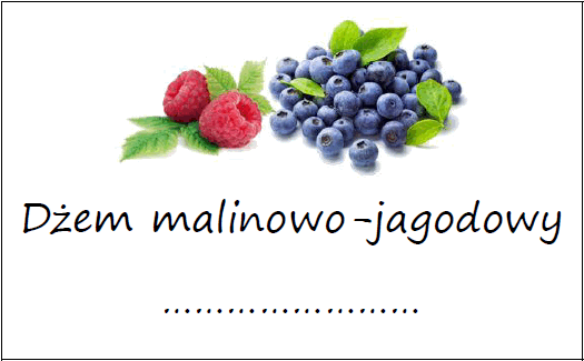 Etykiety na dżem malinowo-jagodowy