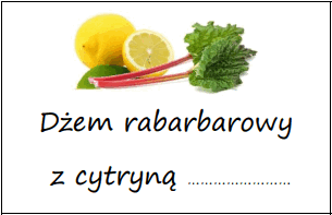 Etykiety na dżem rabarbarowy z cytryną