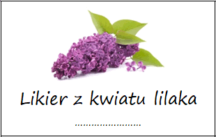 Etykiety na likier z kwiatu lilaka