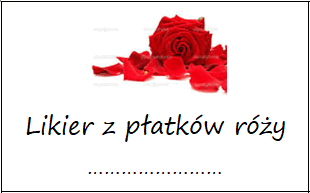 Etykiety na likier z płatków róży