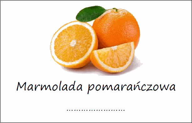 Etykiety na marmoladę pomarańczową