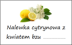 Etykiety na nalewkę cytrynową z kwiatem bzu