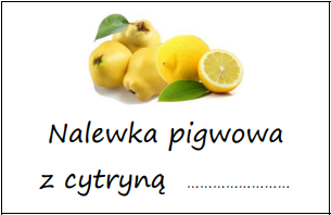 Etykiety na nalewkę pigwową z cytryną