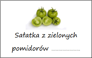 Etykiety na sałatkę z zielonych pomidorów