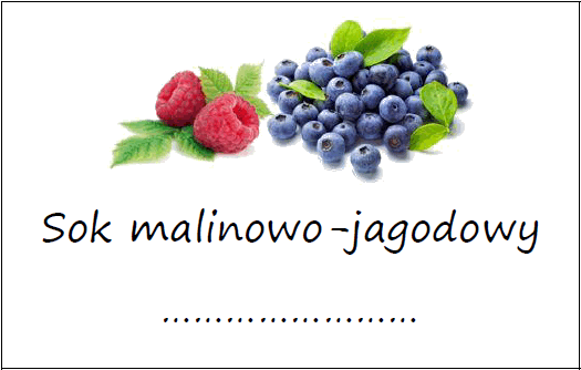 Etykiety na sok malinowo-jagodowy