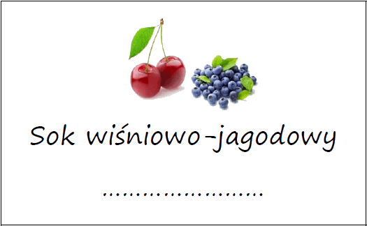 Etykiety na sok wiśniowo-jagodowy