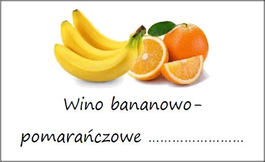 Etykiety na wino bananowo-pomarańczowe