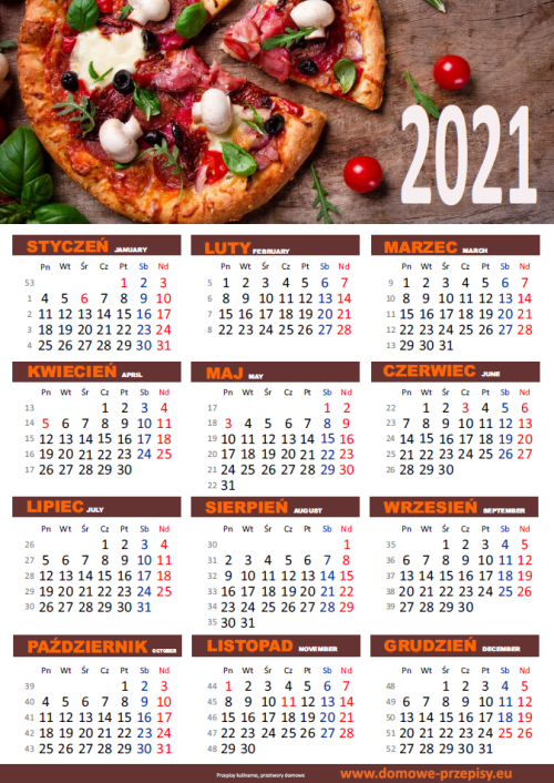 Kalendarz na 2021 rok kulinarny