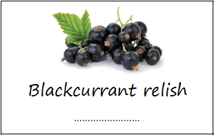 Blackcurrant relish labels