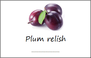 Labels for plum relish